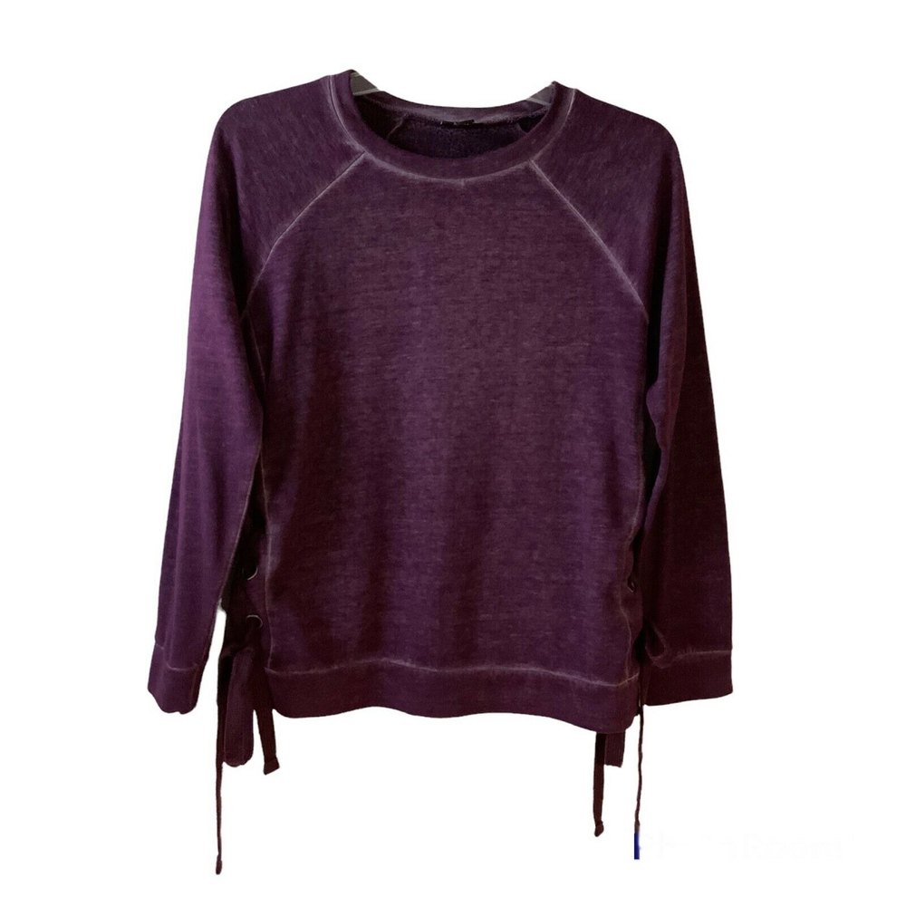 A New Apporoach Sz S Long Sleeve Shirt Sweater Purple With Ties On The Side